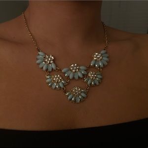 teal jeweled flower necklace